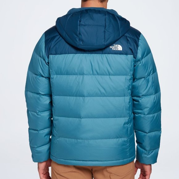 The North Face Alpz Luxe Down Puffer Coat Jacket Storm Blue Mens Hooded Sz Large - Picture 4 of 8